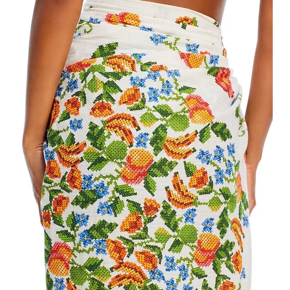 NWOT FARM Rio Sarong Needlepoint Print Fruits & Flowers Scarf - Picture 3 of 16